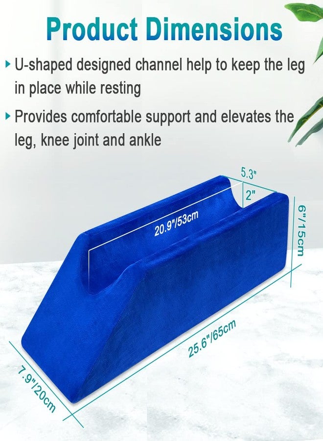 Zelen Leg Elevation Wedge Pillow Knee Leg Rest Pillow for Sleeping Post Surgery Knee Support Foam Bed Wedges Legs Bolster Foot Elevation After Surgery Pillow Positioning Wedge Cushion (Blue, 65cm Long) - Image 4