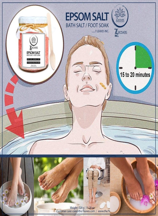 7LEAVES INC. - 320g Epsom Bath Salt with Vitamin-E (Bath/Foot Soak) for Relaxation, Reduce Body Pain and Soaking away bacteria and Fungus. (OLDSPICE) - Image 4