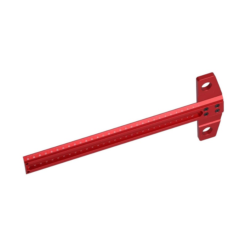 LiebeWH T Ruler T Type Square Ruler Aluminum Alloy Right Angle Scribe Marking Gauge for Woodworking Glass with 1mm Accuracy Scales Clear Red Anodized (300mm) - Image 4
