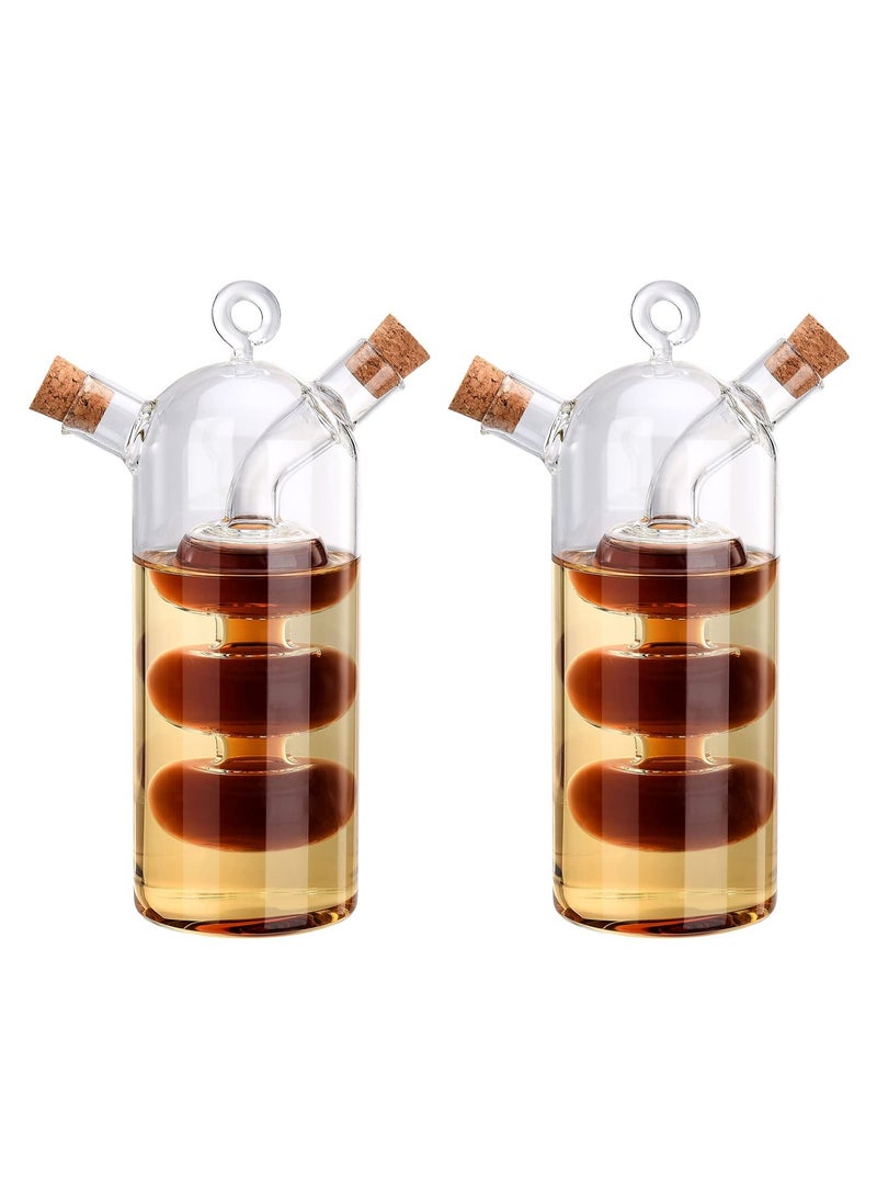 SYOSI Olive Oil and Vinegar Dispenser Cruet Bottles, 2 in 1 Transparent Glass Oil Bottle, Dual Glass Oil Dispenser Bottles for Kitchen Cooking Container - Image 1