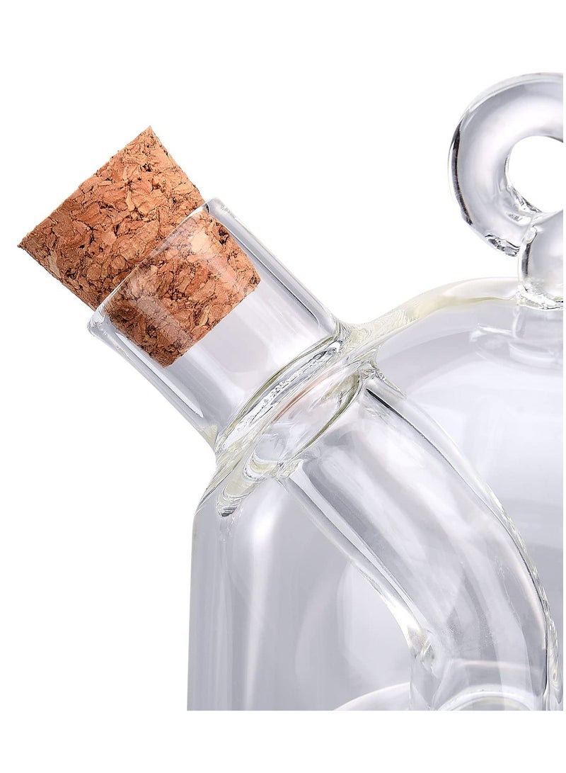 SYOSI Olive Oil and Vinegar Dispenser Cruet Bottles, 2 in 1 Transparent Glass Oil Bottle, Dual Glass Oil Dispenser Bottles for Kitchen Cooking Container - Image 3