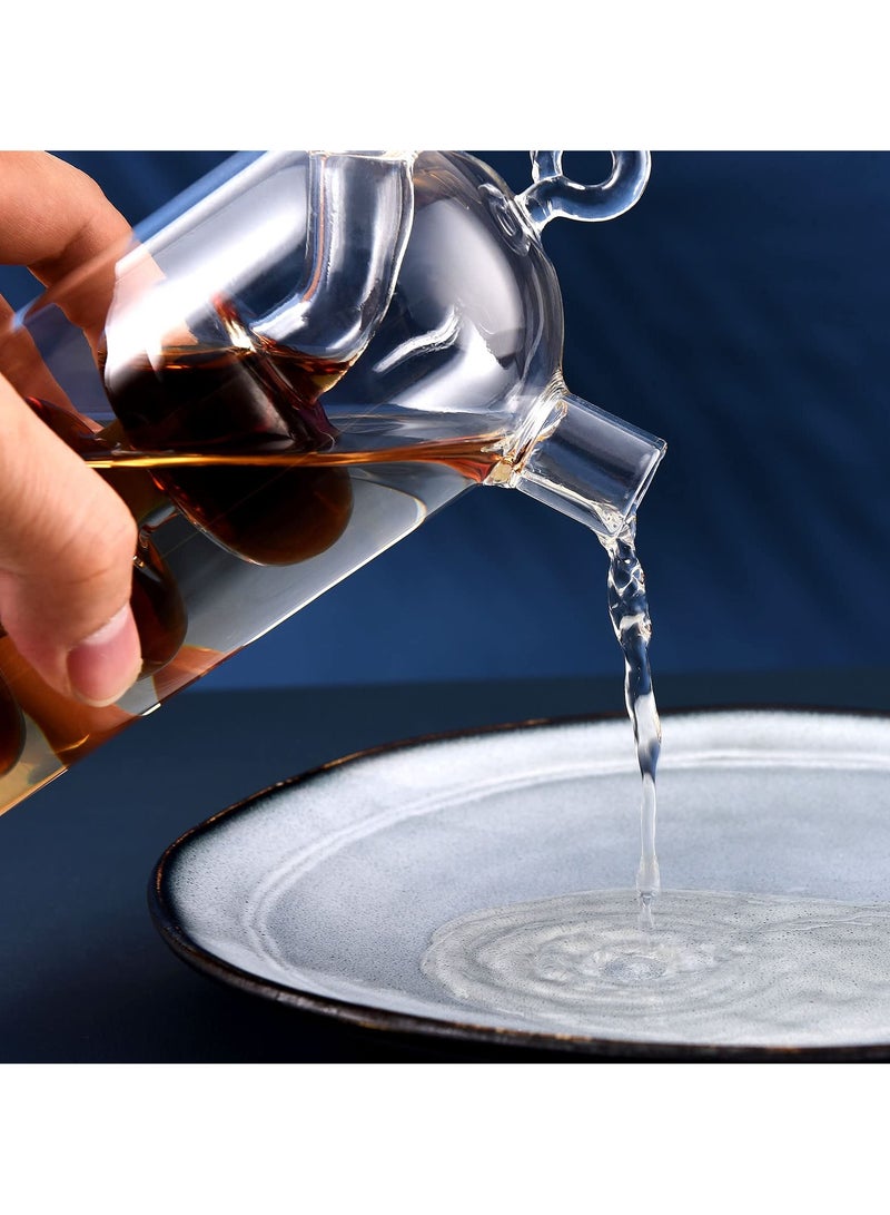 SYOSI Olive Oil and Vinegar Dispenser Cruet Bottles, 2 in 1 Transparent Glass Oil Bottle, Dual Glass Oil Dispenser Bottles for Kitchen Cooking Container - Image 5