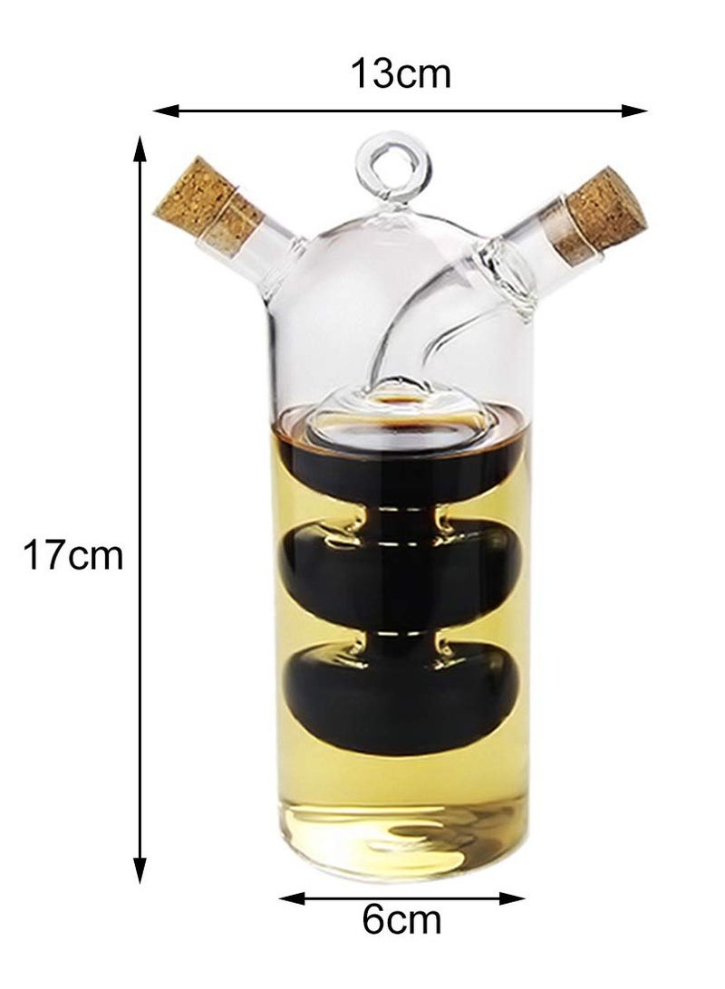 SYOSI Olive Oil and Vinegar Dispenser Cruet Bottles, 2 in 1 Transparent Glass Oil Bottle, Dual Glass Oil Dispenser Bottles for Kitchen Cooking Container - Image 2