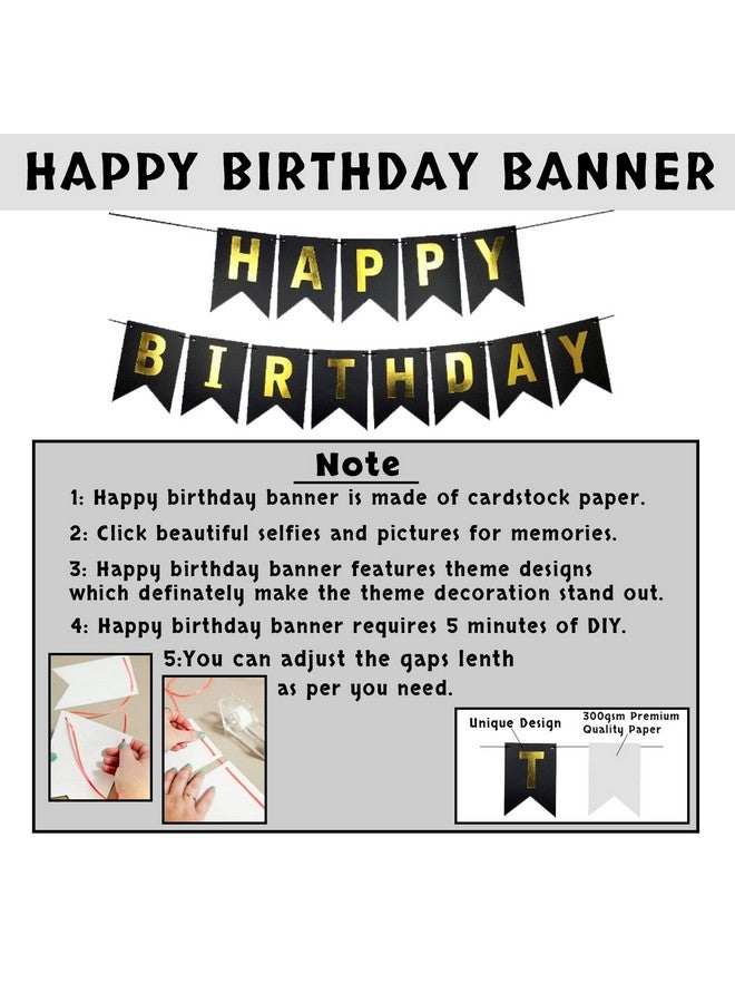 Party Propz Birthday Decoration Items Happy Birthday Decoration Black Gold Birthday Decoration Items For Men,Husband Birthday Decoration Kit For Wife,Women Confetti,Metallic,Foil Balloons,1 Piece - Image 3