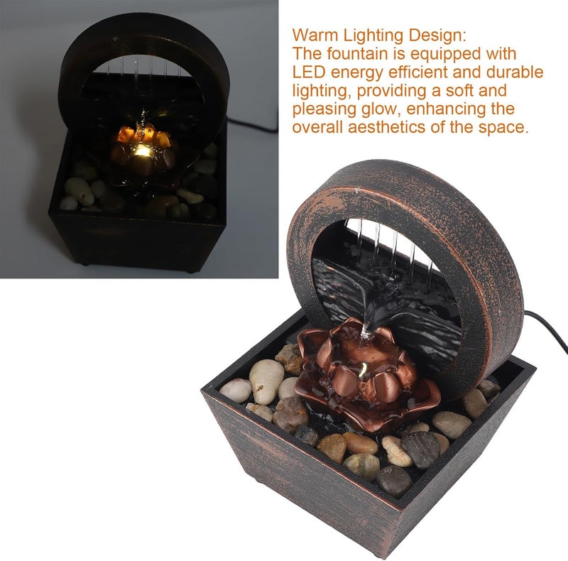 Syrisora LED Desktop Waterfall Fountain, USB-Powered Decorative Tabletop Fountain with Warm Lighting for Home Decor - Image 4