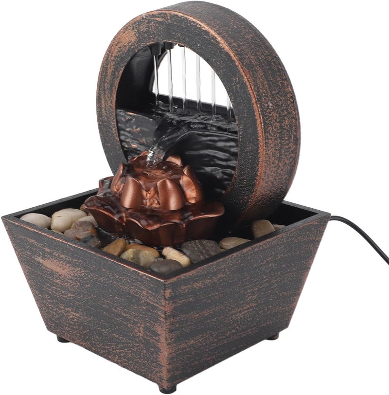 Syrisora LED Desktop Waterfall Fountain, USB-Powered Decorative Tabletop Fountain with Warm Lighting for Home Decor - Image 2