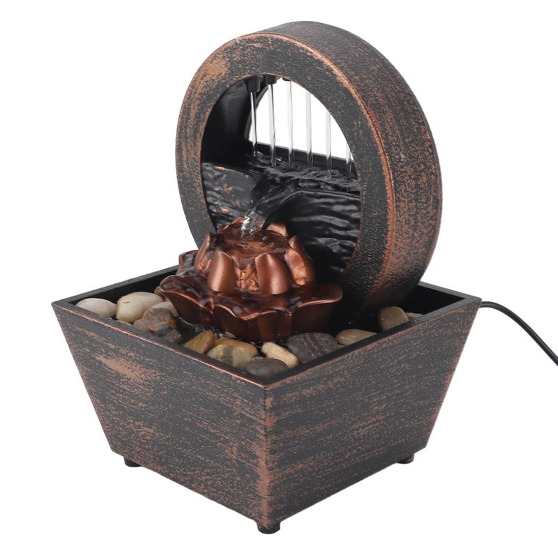 Syrisora LED Desktop Waterfall Fountain, USB-Powered Decorative Tabletop Fountain with Warm Lighting for Home Decor - Image 1