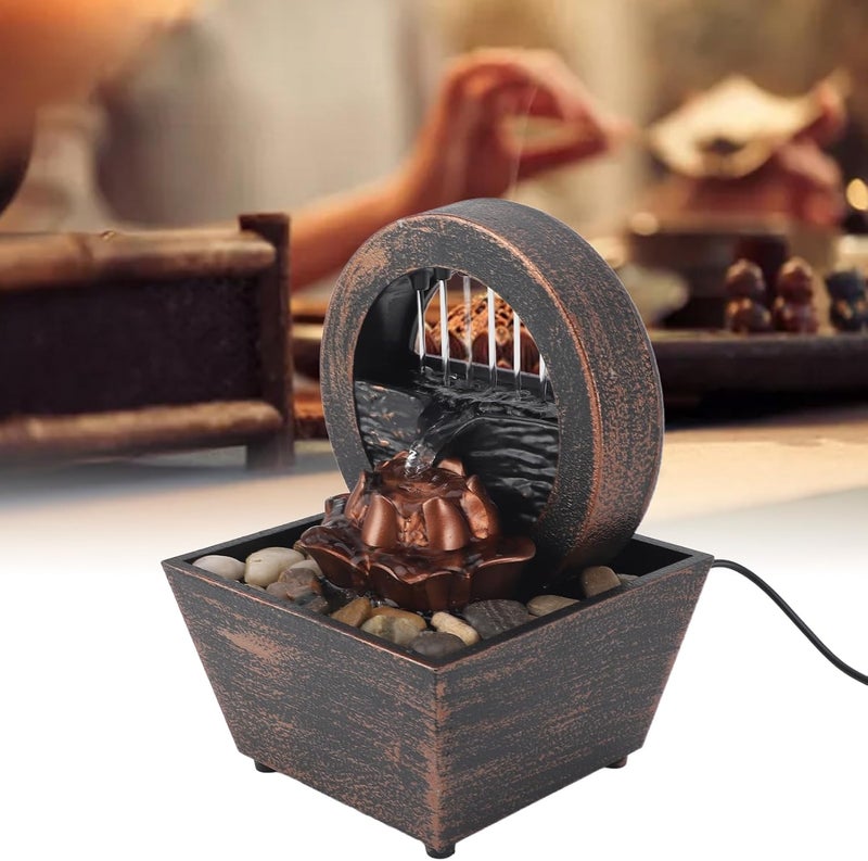Syrisora LED Desktop Waterfall Fountain, USB-Powered Decorative Tabletop Fountain with Warm Lighting for Home Decor - Image 3