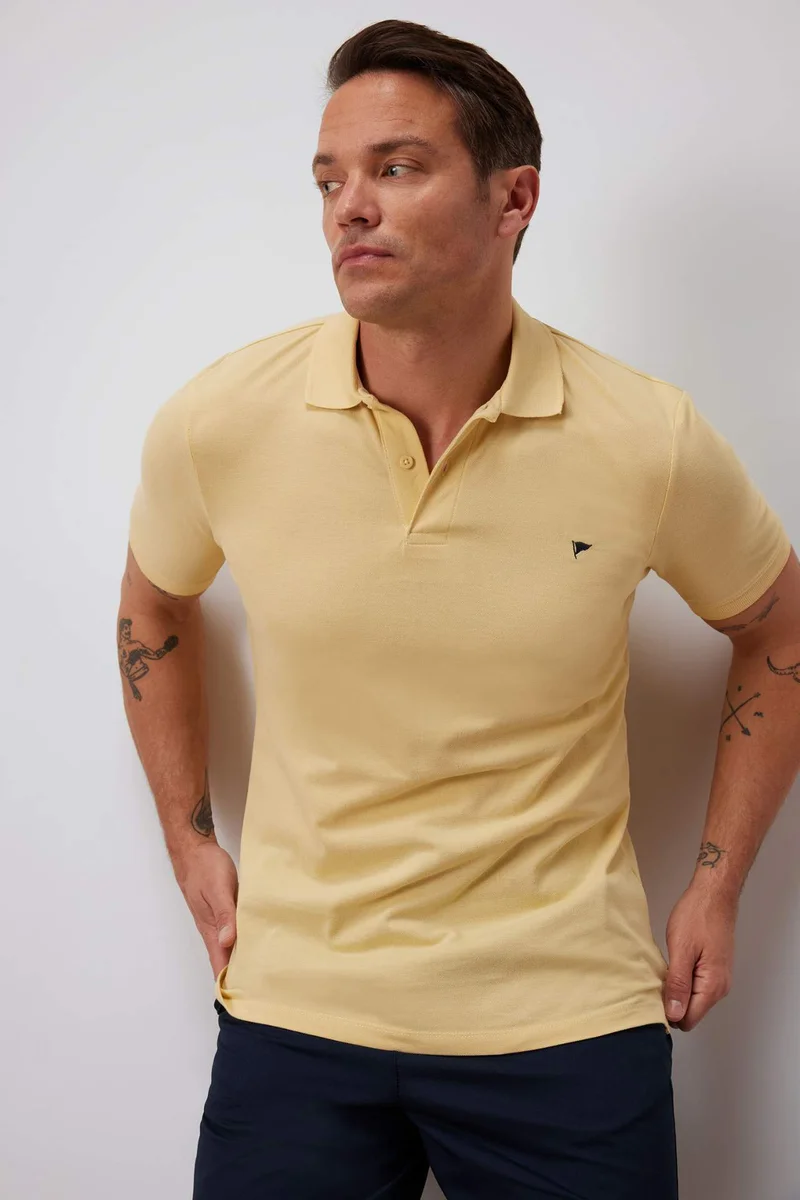 ديفاكتو Slim Fit Polo Collar Short Sleeve Polo T-Shirt