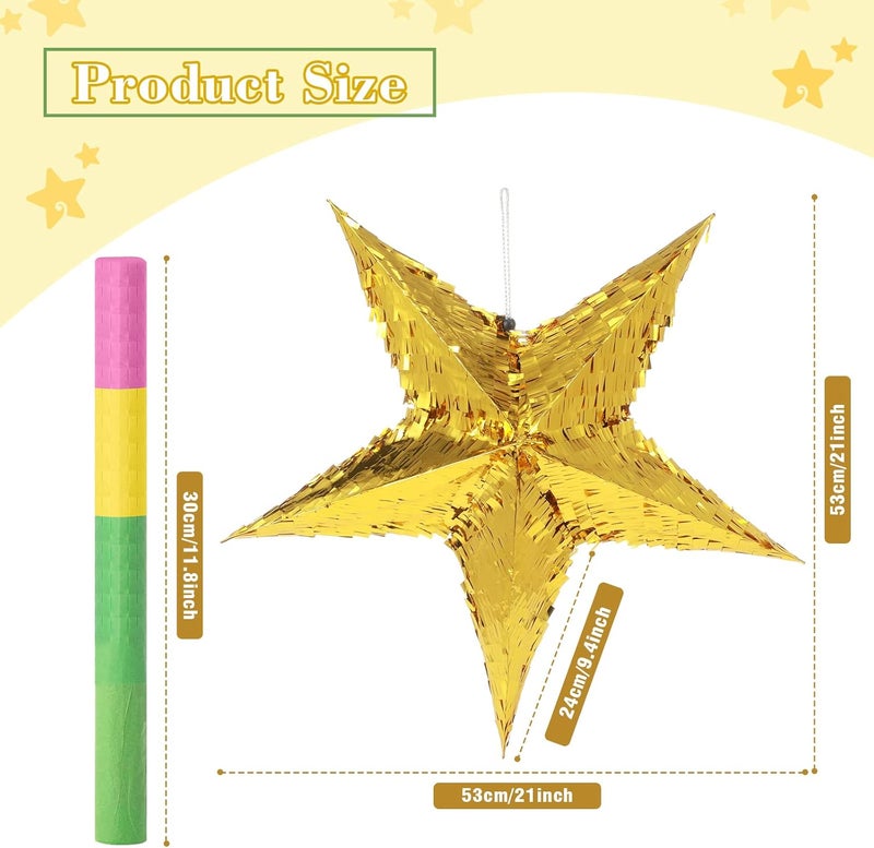 Civaner بياتا نجمة قابلة للطي من سيفانير 3 قطع مع عصا وغطاء عين للزينة في حفلات عيد الميلاد وحفلات الزفاف واحتفالات سينكو دي مايو - Image 2