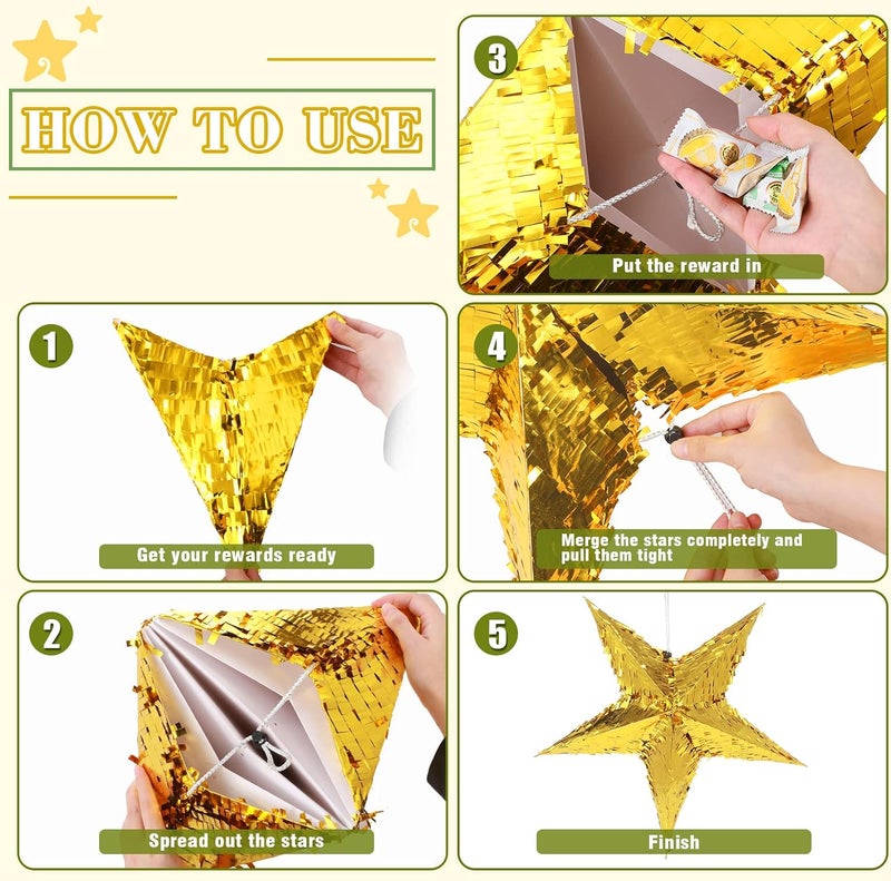 Civaner بياتا نجمة قابلة للطي من سيفانير 3 قطع مع عصا وغطاء عين للزينة في حفلات عيد الميلاد وحفلات الزفاف واحتفالات سينكو دي مايو - Image 3