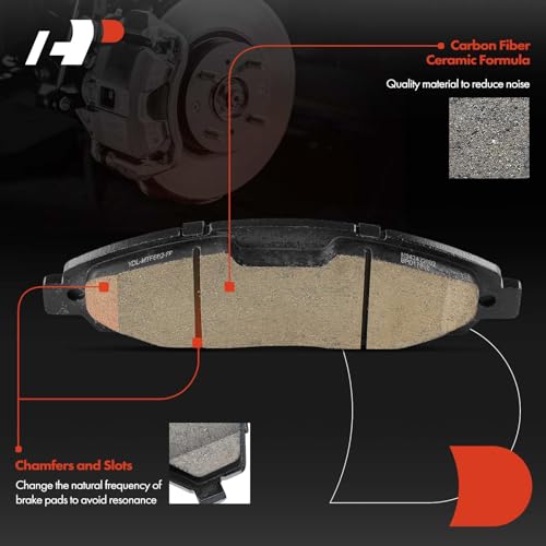 A-Premium Front Ceramic Disc Brake Pads Set Compatible with Select Ford Models - Mustang 2015 2016 2017 2018 2019 2020 2021 2022, 4 Pcs - Image 3