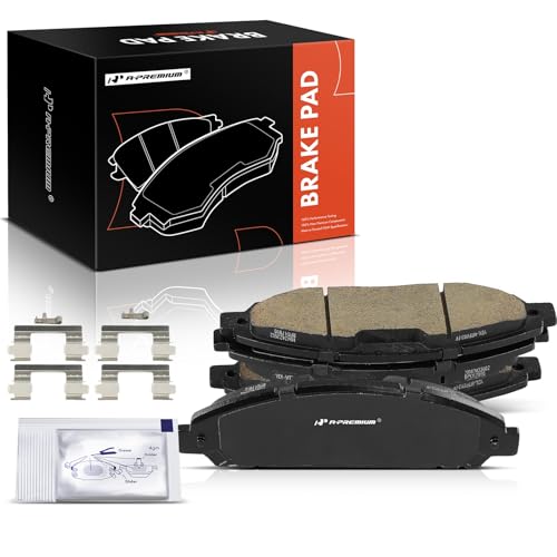 A-Premium Front Ceramic Disc Brake Pads Set Compatible with Select Ford Models - Mustang 2015 2016 2017 2018 2019 2020 2021 2022, 4 Pcs - Image 1