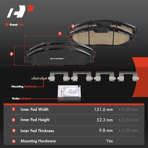 A-Premium Front Ceramic Disc Brake Pads Set Compatible with Select Ford Models - Mustang 2015 2016 2017 2018 2019 2020 2021 2022, 4 Pcs - Image 5