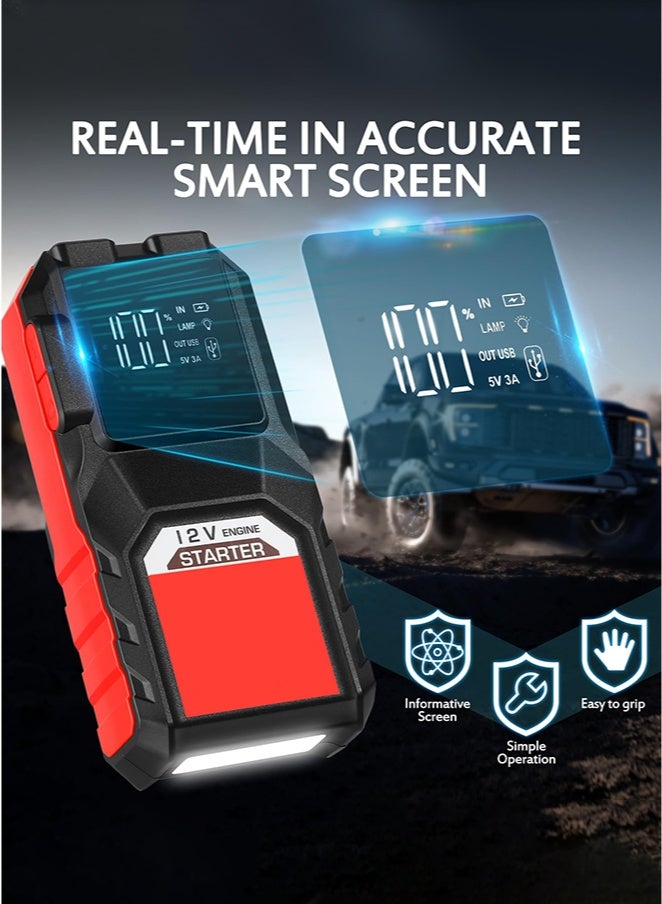 Digisand Portable Car Battery Jump Starter,3000A Jump Starter Battery Pack,Portable 12V Auto Battery Booster with Smart Charging Port, LCD Display, Intelligent Jumper Clamps - Image 5