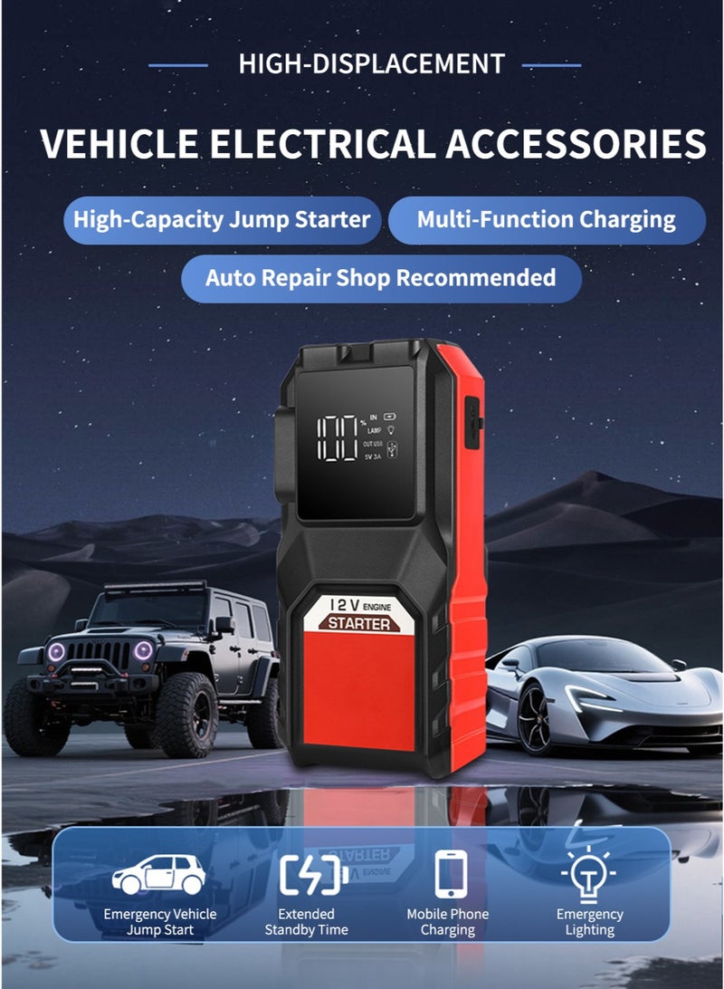 Digisand Portable Car Battery Jump Starter,3000A Jump Starter Battery Pack,Portable 12V Auto Battery Booster with Smart Charging Port, LCD Display, Intelligent Jumper Clamps - Image 2