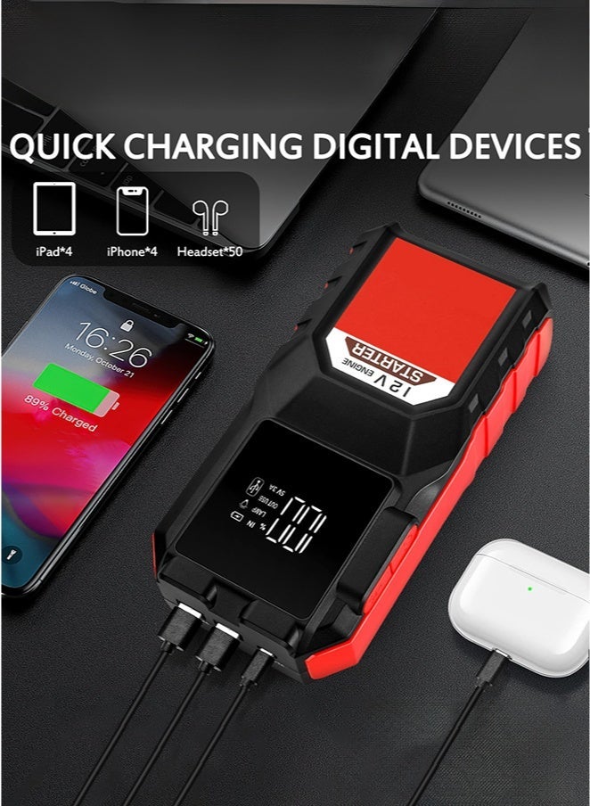 Digisand 3000A Car Battery Jump Starter, 12V Jump Starter Battery Pack, Portable Power Bank 12V Auto Battery Booster Car Starting Device with Smart Charging Port, LCD Display, Intelligent Jumper Clamps - Image 3