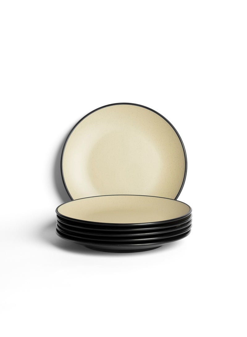 ماستر جولد طقم عشاء دائري 18 قطعة مثالية لـ 6 أشخاص مصنوع من الميلامين الفاخر المقاوم للكسر و الأمن في غسالة الاطباق | طقم صحون ميلامين مع تشطيب مطفي | مجموعة عشاء من الميلامين الامن غذائيا (بيج, 18 قطعة) - Image 3