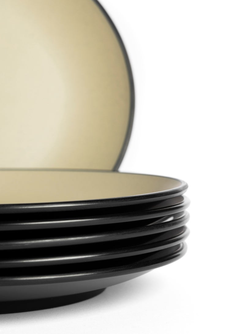 ماستر جولد طقم عشاء دائري 18 قطعة مثالية لـ 6 أشخاص مصنوع من الميلامين الفاخر المقاوم للكسر و الأمن في غسالة الاطباق | طقم صحون ميلامين مع تشطيب مطفي | مجموعة عشاء من الميلامين الامن غذائيا (بيج, 18 قطعة) - Image 2