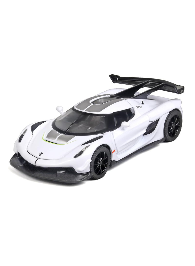 GUDOO Toy Cars for Kids 1/32 Koenigsegg Jesko Die Cast Metal Toy Cars Collectible Koenigsegg Model Car Pull Back Koenigsegg Toy Car with Light and Music Cars Toys for Age 3+ Year Old Boys White  - Image 1
