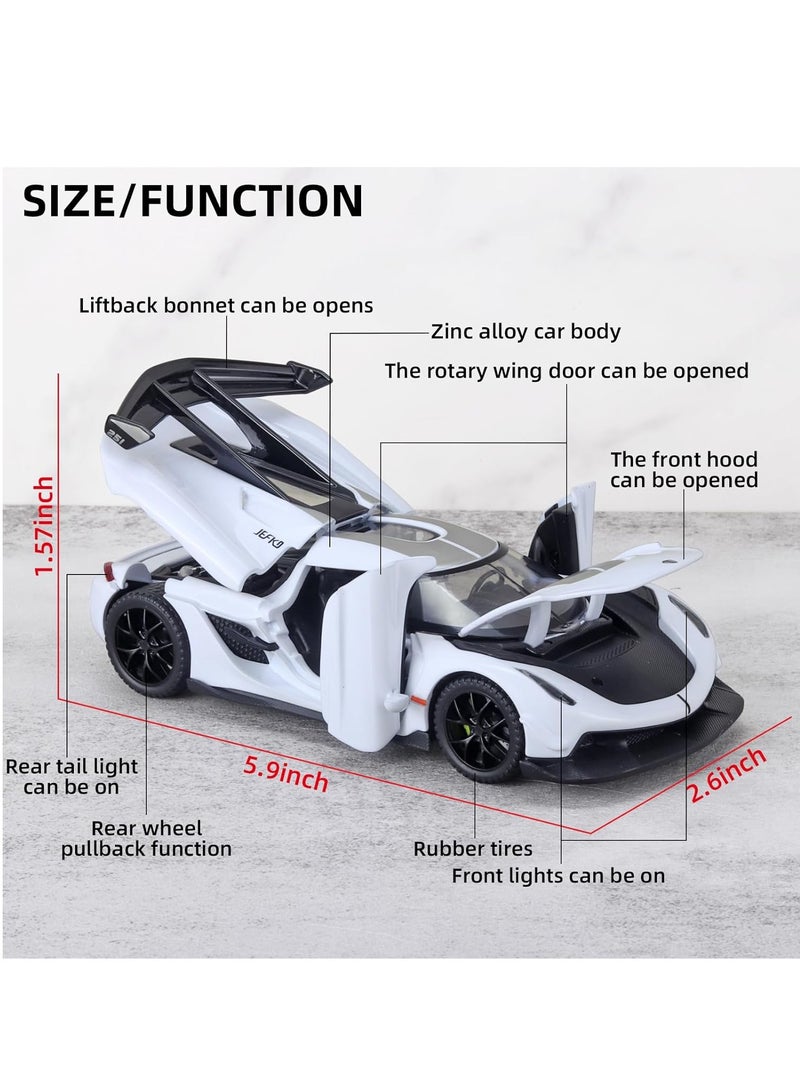 GUDOO Toy Cars for Kids 1/32 Koenigsegg Jesko Die Cast Metal Toy Cars Collectible Koenigsegg Model Car Pull Back Koenigsegg Toy Car with Light and Music Cars Toys for Age 3+ Year Old Boys White  - Image 4