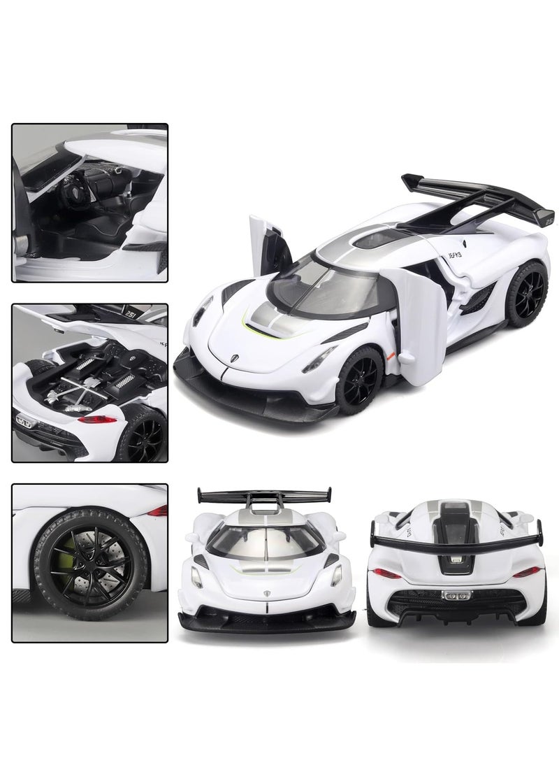 GUDOO Toy Cars for Kids 1/32 Koenigsegg Jesko Die Cast Metal Toy Cars Collectible Koenigsegg Model Car Pull Back Koenigsegg Toy Car with Light and Music Cars Toys for Age 3+ Year Old Boys White  - Image 3