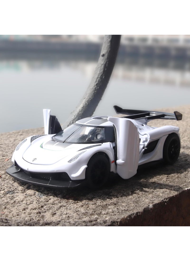 GUDOO Toy Cars for Kids 1/32 Koenigsegg Jesko Die Cast Metal Toy Cars Collectible Koenigsegg Model Car Pull Back Koenigsegg Toy Car with Light and Music Cars Toys for Age 3+ Year Old Boys White  - Image 5