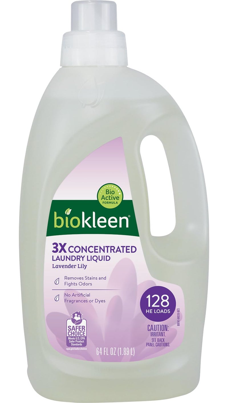 Biokleen Natural Laundry Detergent - 128 HE Loads - Liquid, Concentrated, Eco-Friendly, Non-Toxic, Plant-Based, No Artificial Fragrance or Preservatives, 64 Fl Oz - Image 1