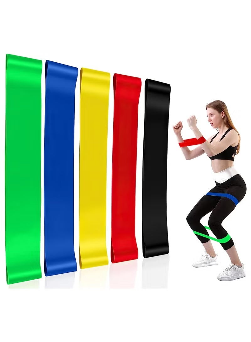 Resistance Bands Set, 5pcs Assorted Pounds Strength Training Exercise Resistance Loops Stretch Bands, Gym Fitness Yoga Workout Resistance Loops Bands for Arm Legs and hips