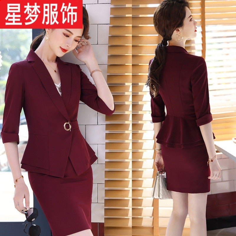 2021 Spring and Summer Fashion Sleeve Suit Jacket Womens Work Clothes Dress Temperament Slim Business Professional suit white top - Image 3