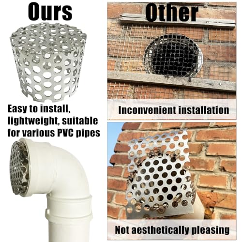 LOVEERCT PVC Vent Termination Cap 2.07" to 2.37" ID, Heavy Duty Stainless Steel, Better Drainage & Anti-Clog Design, Precise Fit for Furnace & Roof Vent, Conical Fittings for Air Intake, Exhaust & Drain - Image 4