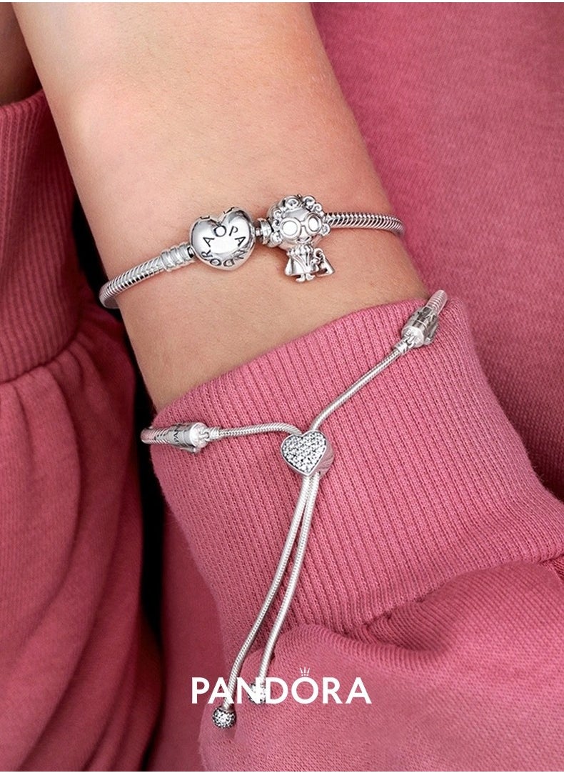 Pandora Violet Pandora Moments Snake Mesh Heart Clasp Bracelet  - Image 2