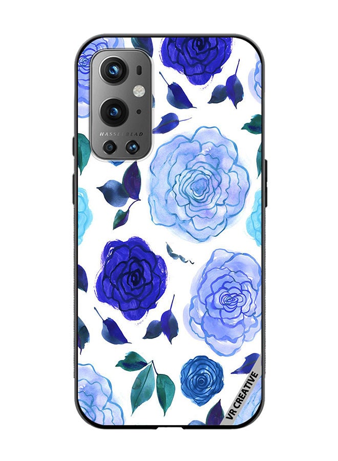 VR CREATIVE Protective Case Cover For OnePlus 9 Pro Blue Smot Flower Design Multicolour - Image 1