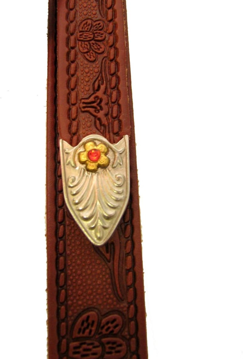 Gretsch 0022 000 Tooled Vintage Leather Guitar Strap – Walnut - Image 4