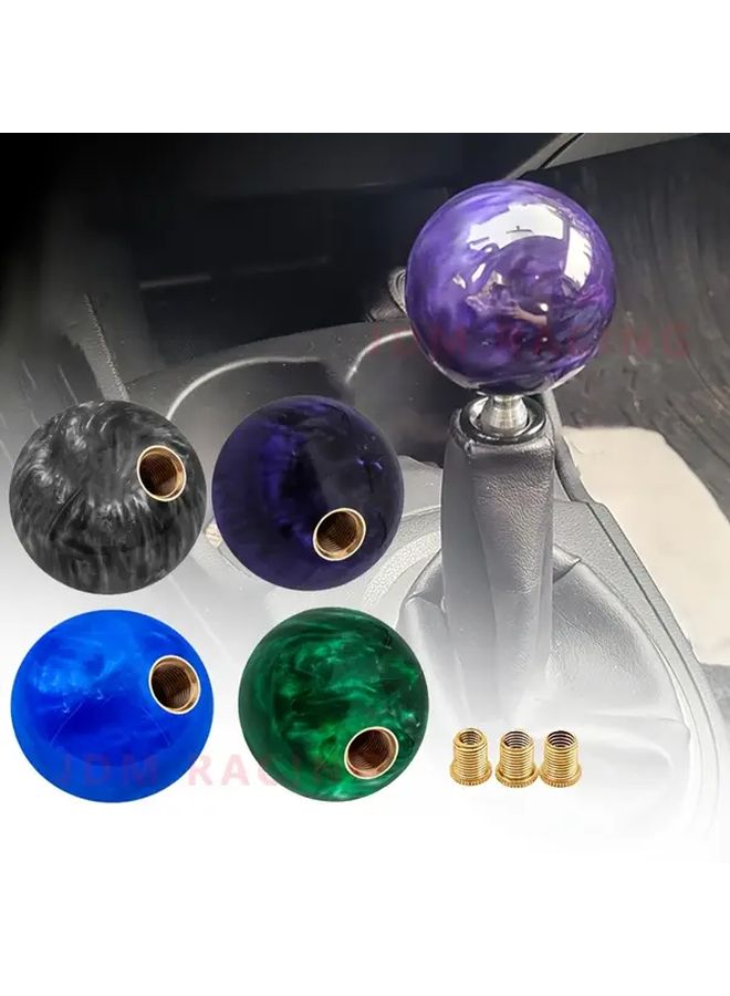 Deep Purple Acrylic Gear Shift Knob Comfort Grip Round Ball Design With 3 Adapters - Image 1