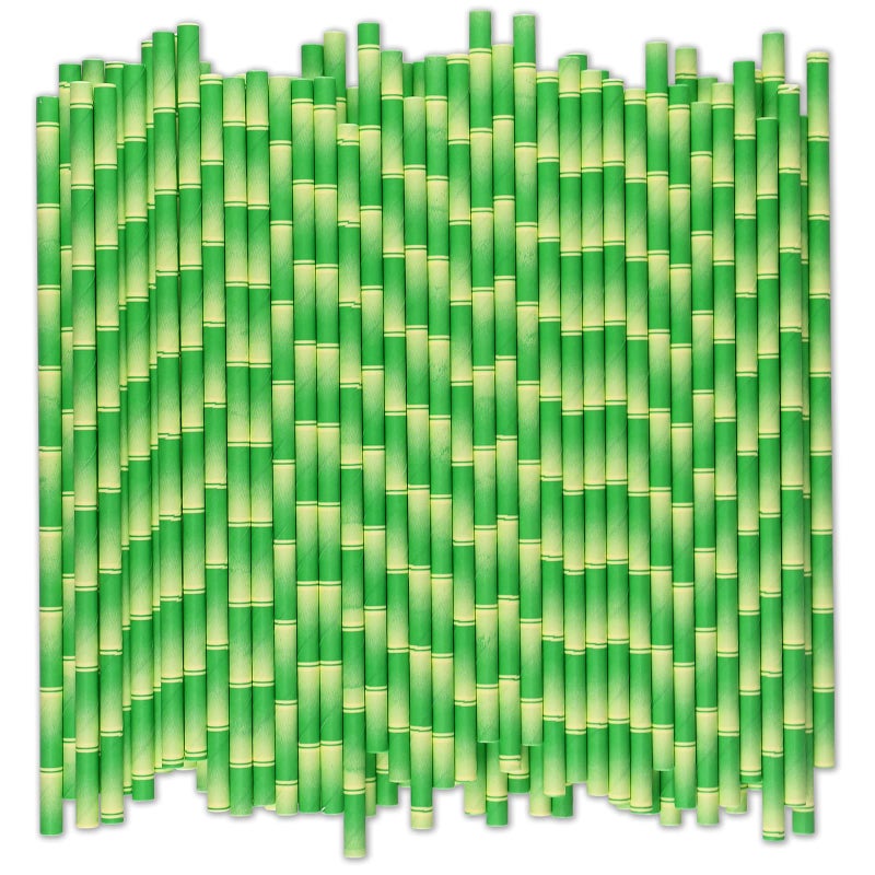 chunspak [1000 Count] Green Bamboo Paper Straws for Drinking  7.75"" x 0.24""  100% Biodegradable - Image 1