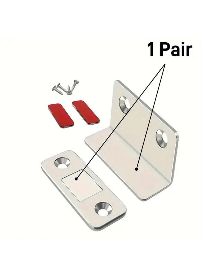 Magnetic Door Catch Latch Invisible Strong Adhesion Drill Free Mount Silvery 2pcs Set - Image 1