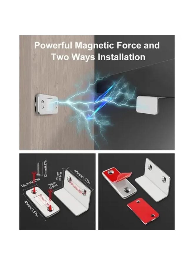 Magnetic Door Catch Latch Invisible Strong Adhesion Drill Free Mount Silvery 2pcs Set - Image 5