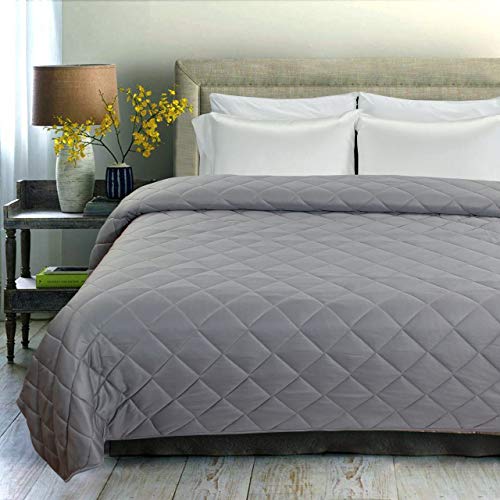 A'kin Akin Plain 300 GSM Microfiber Reversible Quilted Solid Super Soft and Cozy AC Comforter/Blanket/Quilt/Duvets for King Size/Double Bed Size (230X250 cm) (Grey, Double) - Image 1