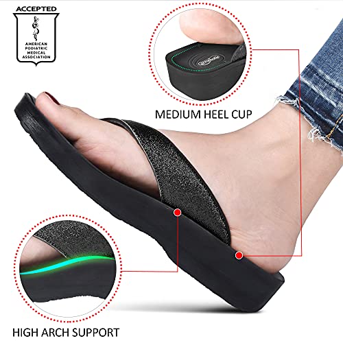 AEROTHOTIC Women's Comfortable Orthotic Flip-Flops Sandal (US Women 9, Crystal Black) - Image 4