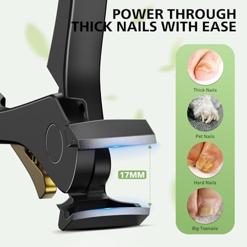 BALUCA Ergonomic Nail Clipper for Seniors Heavy Duty Toenail Fingernail Clipper for Thick Nails Extra Long Handle Toenail Clippers with Catcher Safety Lock Precision Trimmer for Men Women - Image 3