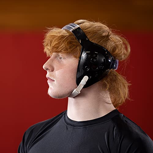 Matman Halo Adult Wrestling Headgear – Men & Women’s Thin Profile & Easy to Hear Ear Guards for Wrestling, BJJ & MMA (Black) - Image 2