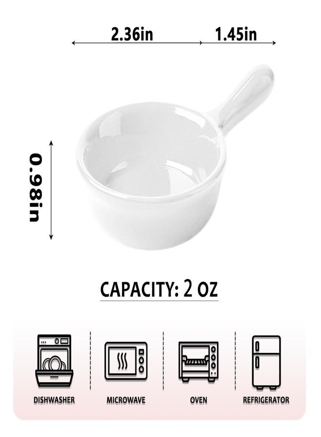 HalfofLife Mini Ceramic Dipping Sauce Bowls with Handle, Small Bowls/Dishes for Sauce, Soy, BBQ and other Party Supplies, Set of 2, 2 Oz Capacity (White) - Image 2