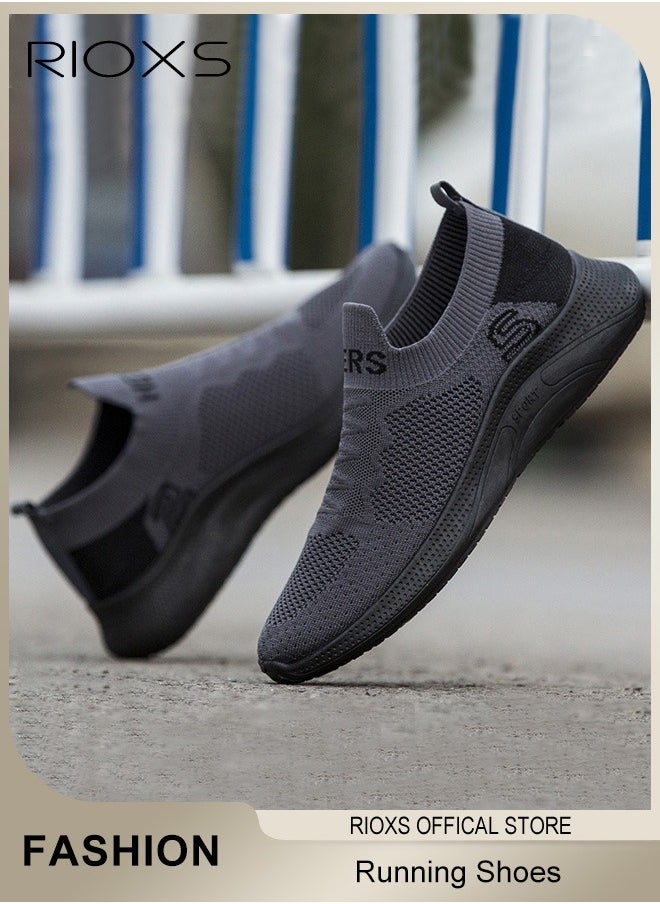 RIOXS Men's Running Shoes, Low Top Sneaker For Men, Breathable Sneakers For Hiking Jogging Walking Travel, Soft Sole Sports Shoes, Comfy Athletic Shoes, Mens Tennis Shoes, Casual Work Shopping Shoes, Classic Athlesiure Shoes For Daddy Boyfriend Husband  - Image 1