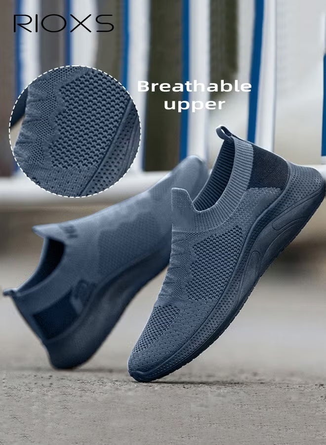 RIOXS Men's Running Shoes, Low Top Comfort Walking Lace Up Sneakers, Breathable Mesh Sneakers Soft Sole Sports Shoes for Men, Lightweight Slip Resistant Athletic Shoes Mens Tennis Shoes, Casual Work Shopping Shoes Classic Athlesiure Shoes for Daddy Boyfriend Husband, for Hiking Jogging Walking Travel, Grey - Image 5