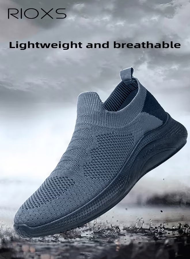 RIOXS Men's Running Shoes, Low Top Comfort Walking Lace Up Sneakers, Breathable Mesh Sneakers Soft Sole Sports Shoes for Men, Lightweight Slip Resistant Athletic Shoes Mens Tennis Shoes, Casual Work Shopping Shoes Classic Athlesiure Shoes for Daddy Boyfriend Husband, for Hiking Jogging Walking Travel, Grey - Image 4