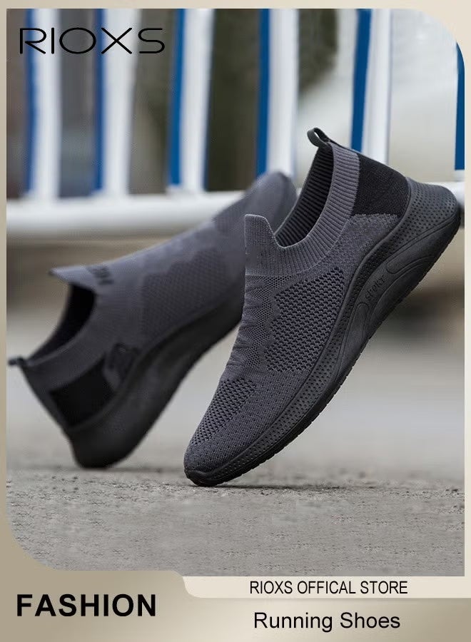 RIOXS Men's Running Shoes, Low Top Comfort Walking Lace Up Sneakers, Breathable Mesh Sneakers Soft Sole Sports Shoes for Men, Lightweight Slip Resistant Athletic Shoes Mens Tennis Shoes, Casual Work Shopping Shoes Classic Athlesiure Shoes for Daddy Boyfriend Husband, for Hiking Jogging Walking Travel, Grey - Image 2