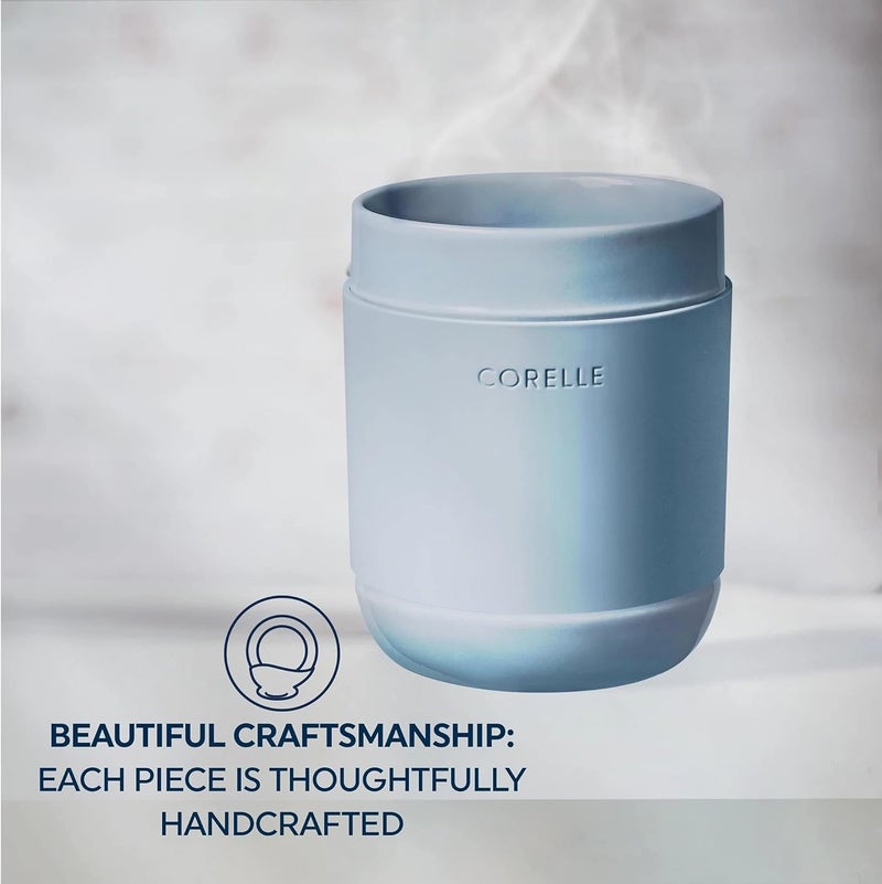 Corelle Stoneware 4-Pc Tumbler Set of 2 with Lids, Handcrafted Artisanal Travel Mug, Solid Glaze Stoneware, 13-1/2-Oz Travel Coffee Mug Set, Oatmeal - Image 4