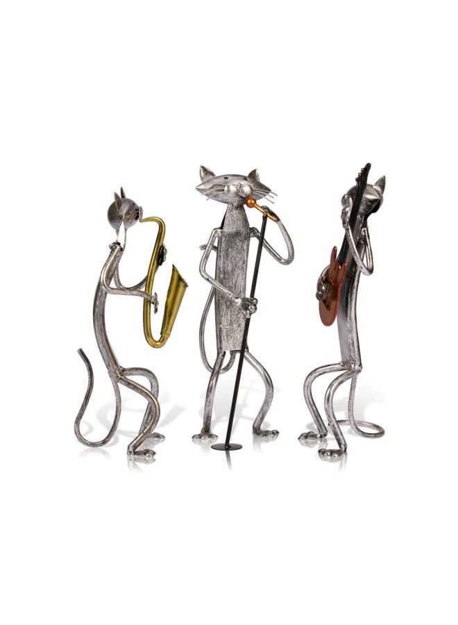 نيبمينينت منحوتة أشغال يدوية عصرية مناسبة للمكتب على شكل قط من الحديد فضي 11 x 9.0 24.7سم - Image 4