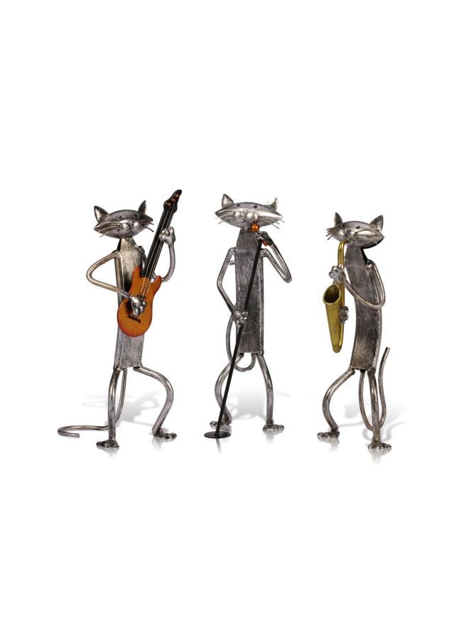 نيبمينينت منحوتة أشغال يدوية عصرية مناسبة للمكتب على شكل قط من الحديد فضي 11 x 9.0 24.7سم - Image 3